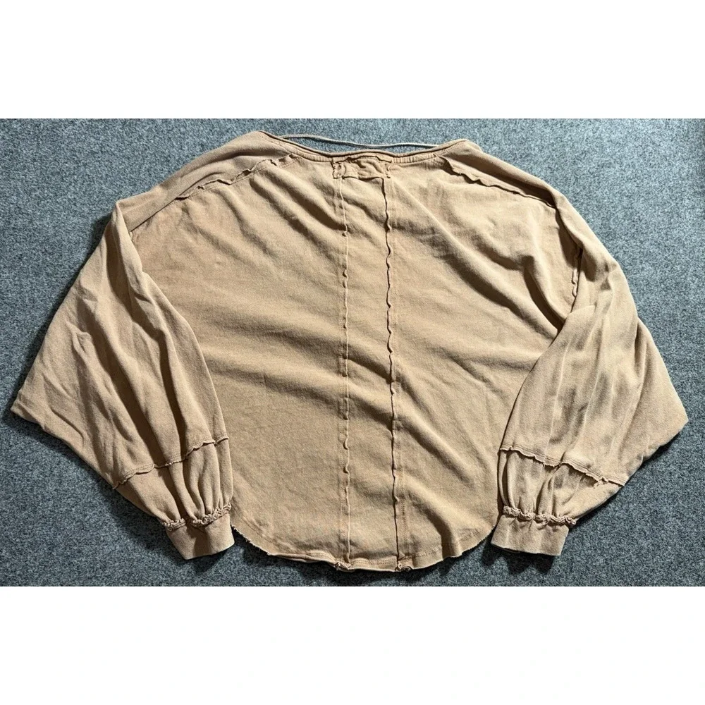 We The Free Melodi Henley Top‎ Sz L Dolman Sleeve Cropped Boho Casual Round Hem - Picture 2 of 8